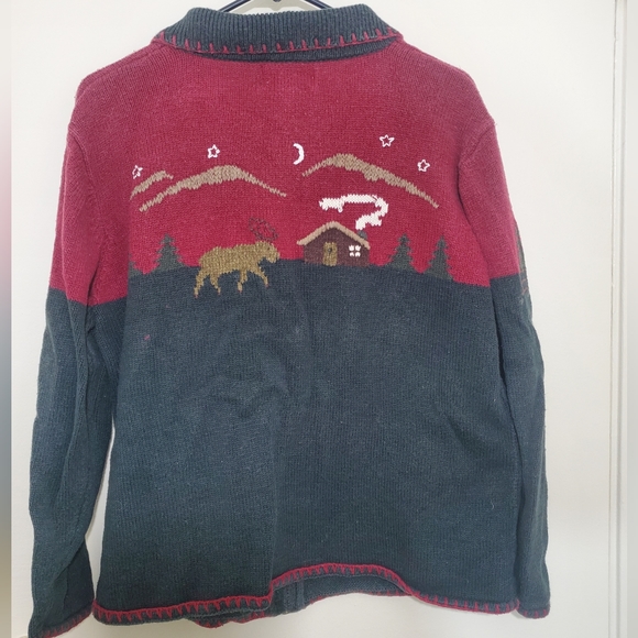 Vintage Fiberworks hand embroided Christmas sweater/cardigan. Womens large. - Picture 4 of 4